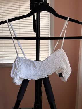 SHEIN White Ruched Cropped Cami Top